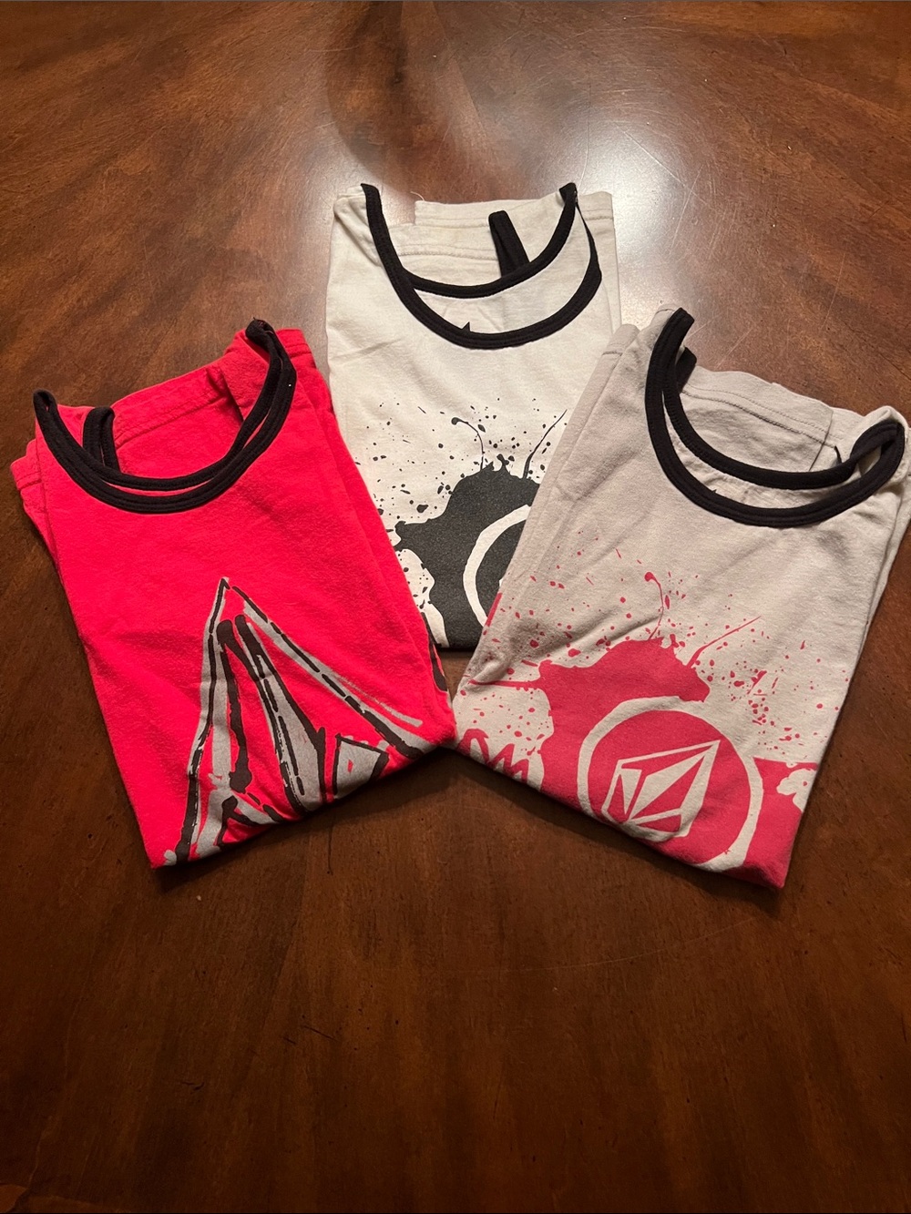 Bundle of 3 Volcom Kids Short-Sleeve Graphic Tank Tees - Red,Gray, White
